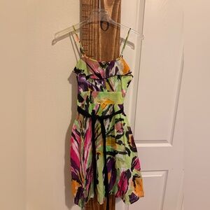 Colorful Abstract Print Spaghetti Strap Dress